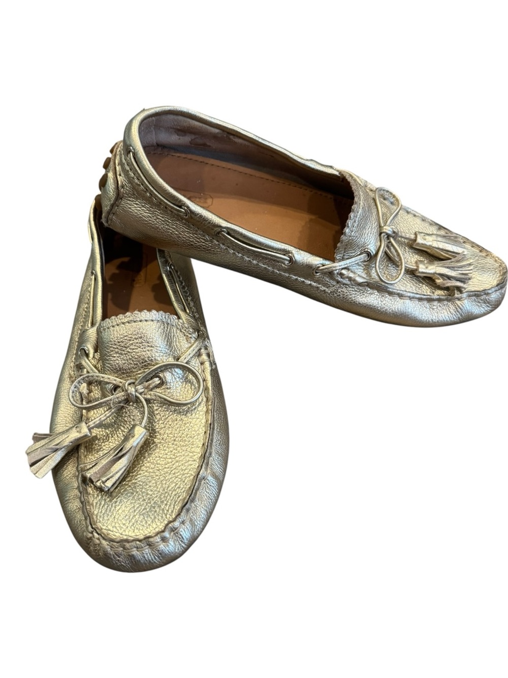 Coach Nadia driving moccasins in gold 9 like new!